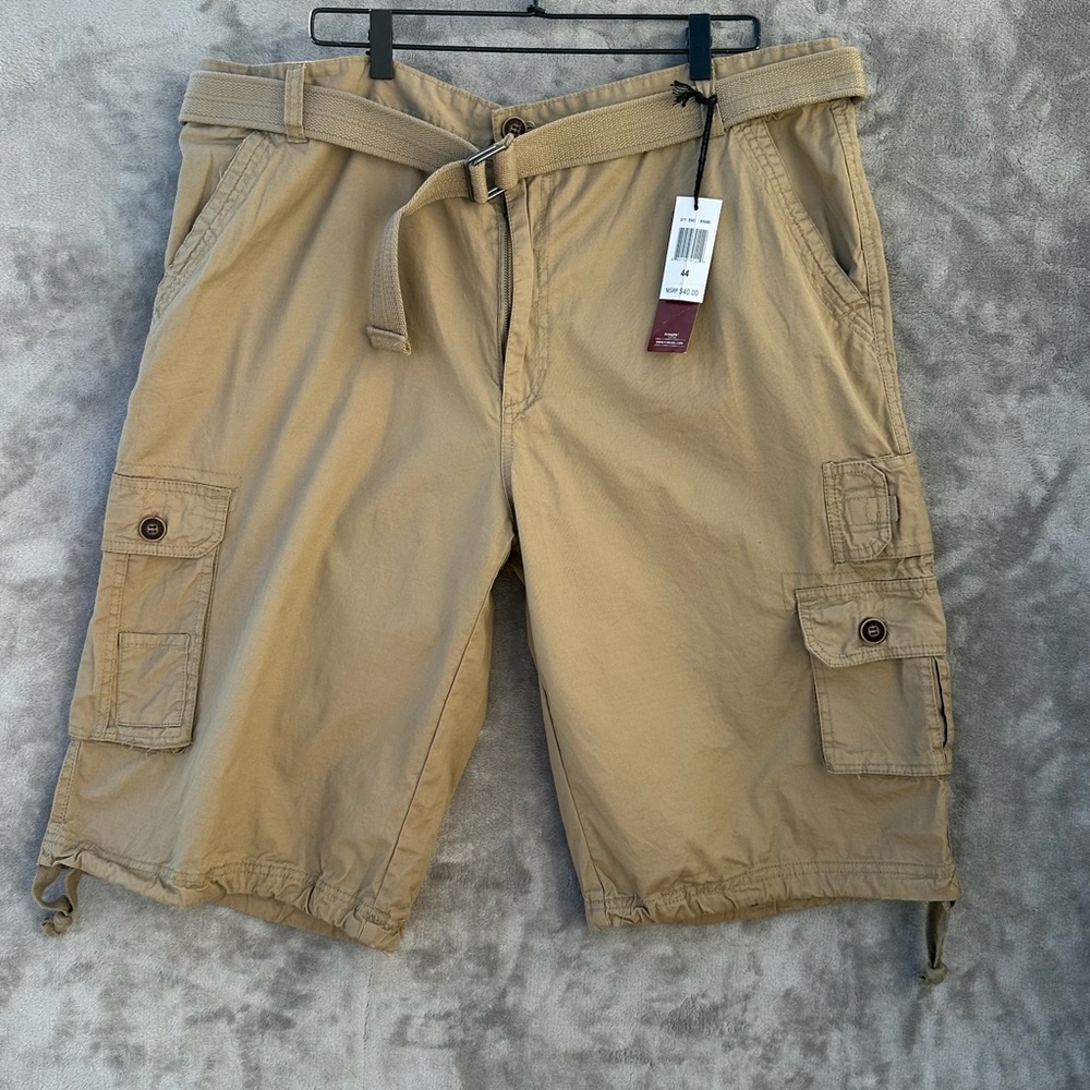 PJ Mark NWT Men's Cargo Shorts Khaki Size 44 Utility Outdoor Belted